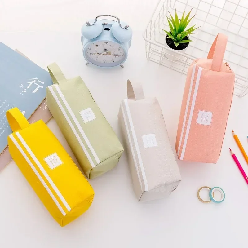 Double Layer Portable Pencil Case Oxford Cloth Double Zipper Pencil Bag for Students Back To School Storage Stationery Supply