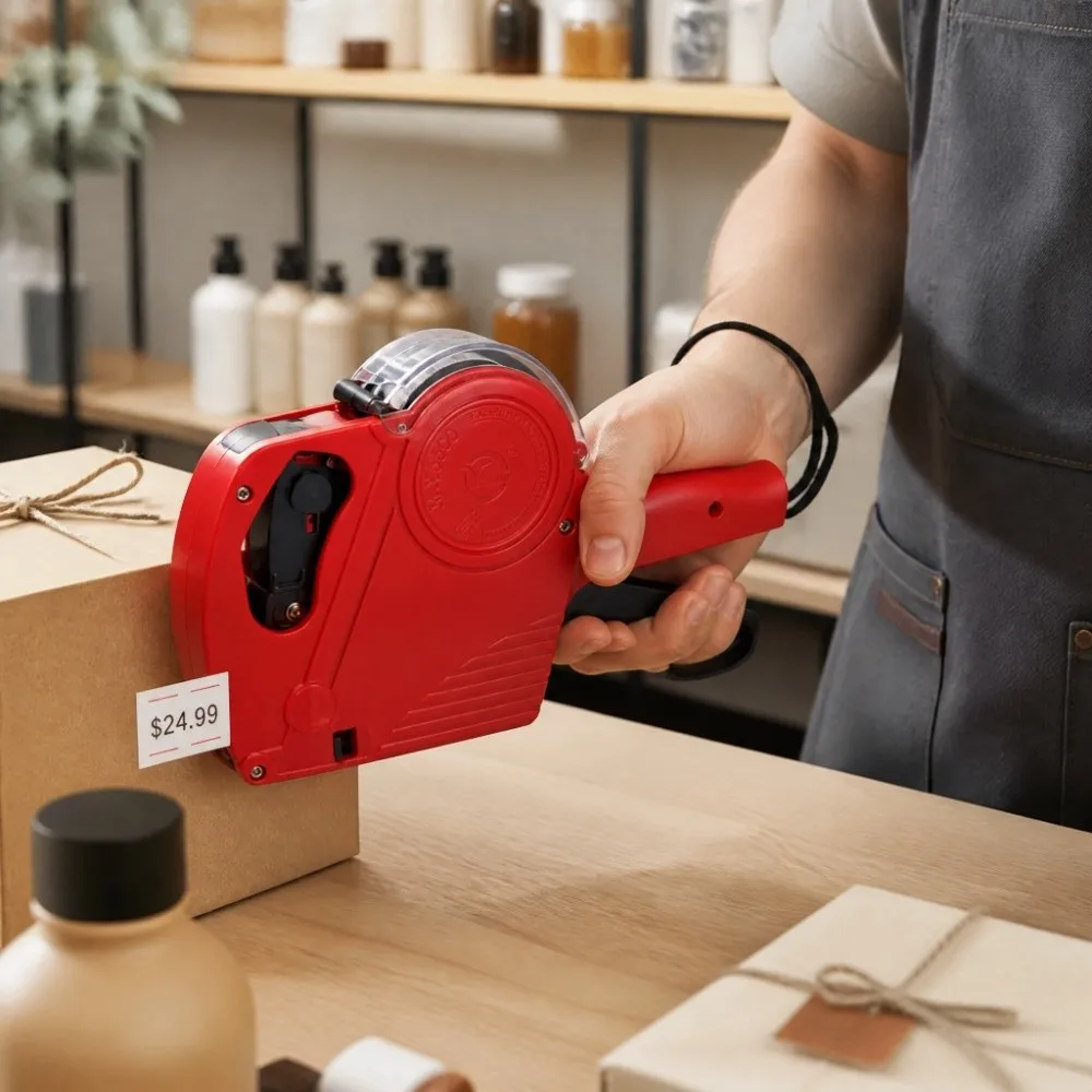 Commercial 8 Digits Price Tag Gun Serrated Outlet Dust-Cover Pricing Label Gun Hand Labeler Machine Flea Markets