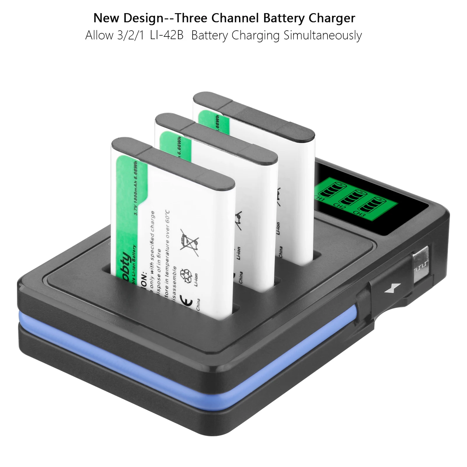 Probty Li-40B Li-42B EN-EL10 배터리 + Olympus Li 40B 42B, Nikon EN EL10, FinePix XP70 XP60 XP50 T550용 LCD 3 슬롯 충전기