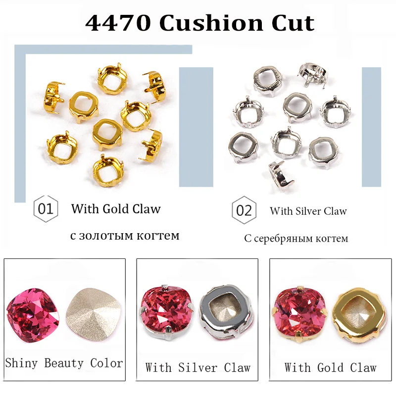 CTPA3bI Charming Fuchsia Color Glass Material Crystal Sew On Rhinestones With Silver Gold Claw DIY Bags Dress Accessories