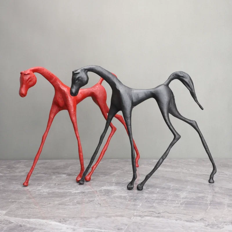 

Modern Abstract Animal Pony Statue, Art Ornament, Metal Sculpture, Home and Office Decor, 42cm