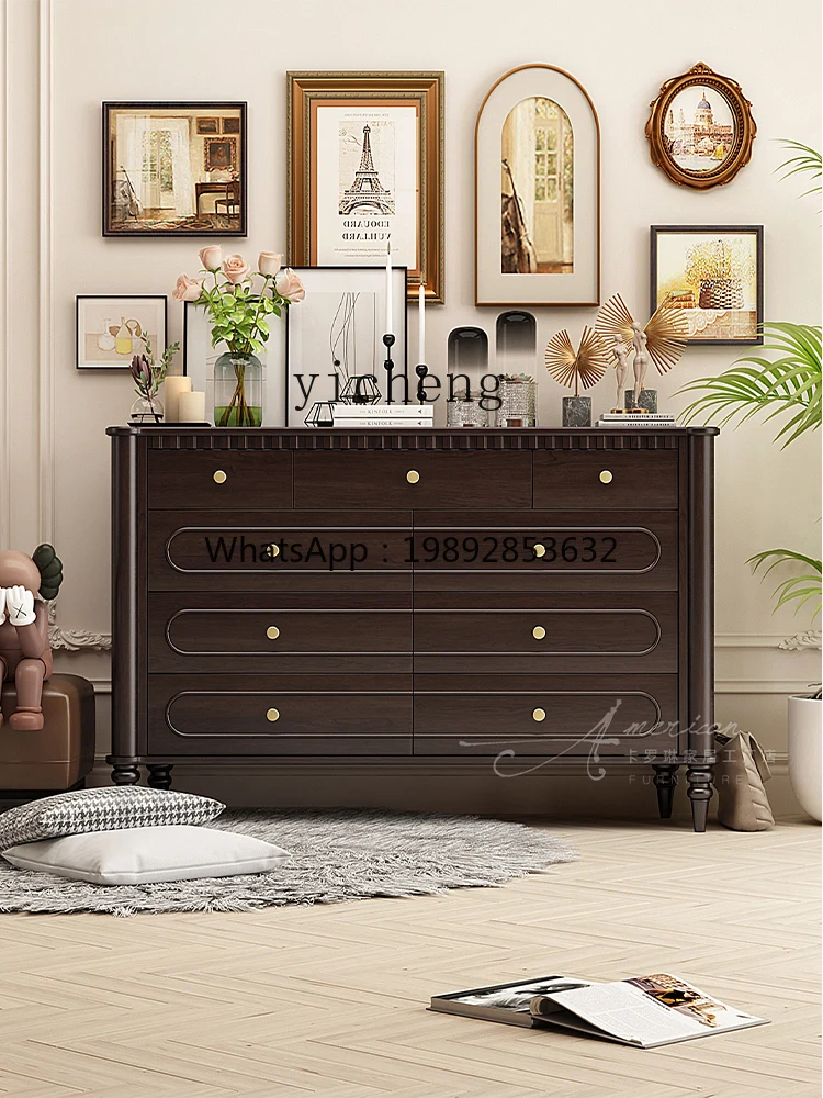 

Solid Wood Nine-Drawer Cabinet Living Room Home Locker Retro Storage 7-Drawer Cabinet Bedroom Furniture