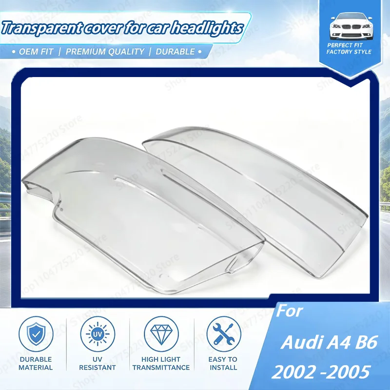 Pair Replacement Front Headlight Clear Lens Cover For Audi A4 B6 2002 2003 2004 2005 8E0941030AD,8E0941029AD