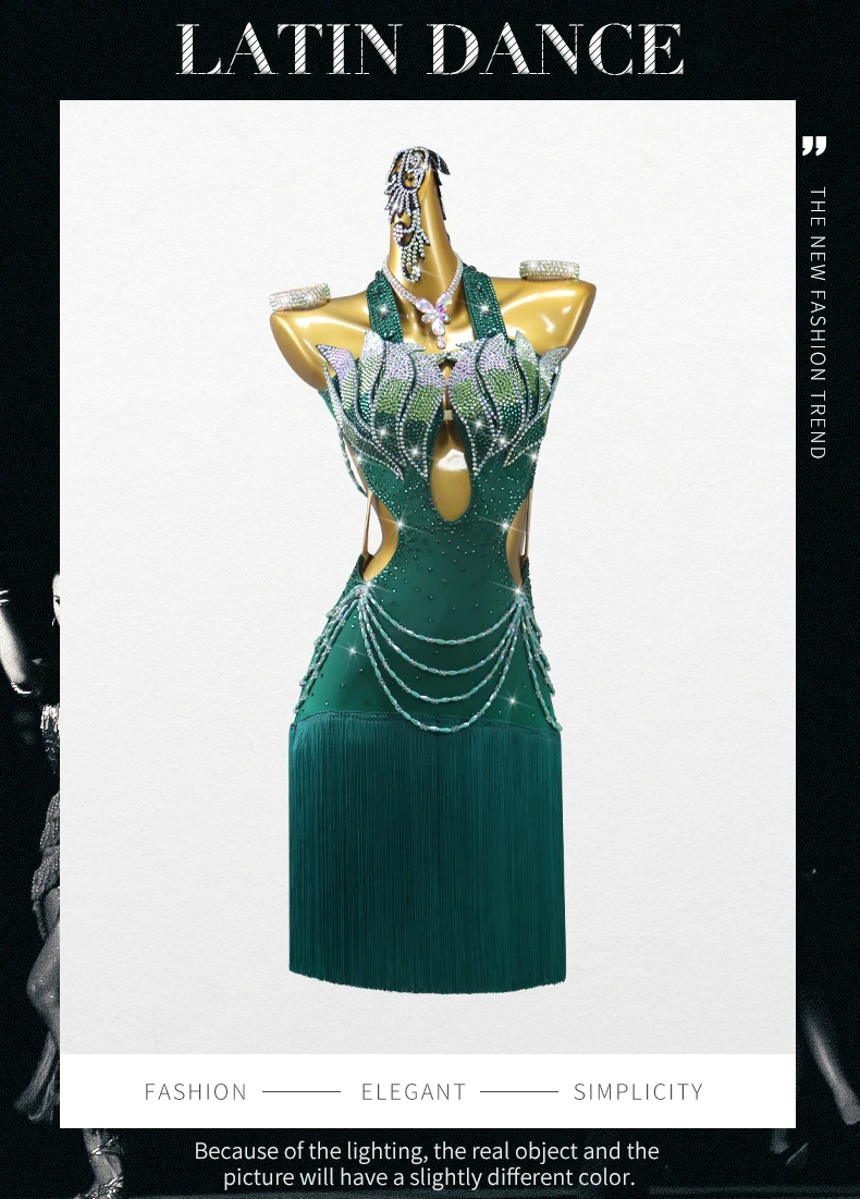 2026 Neues Latein-Tanzkleid Sportanzug Damen Ballsaal-Kleidung Senior Fransenrock Mädchen Wettbewerb Elegantes Auftrittskostüm – Detail 2