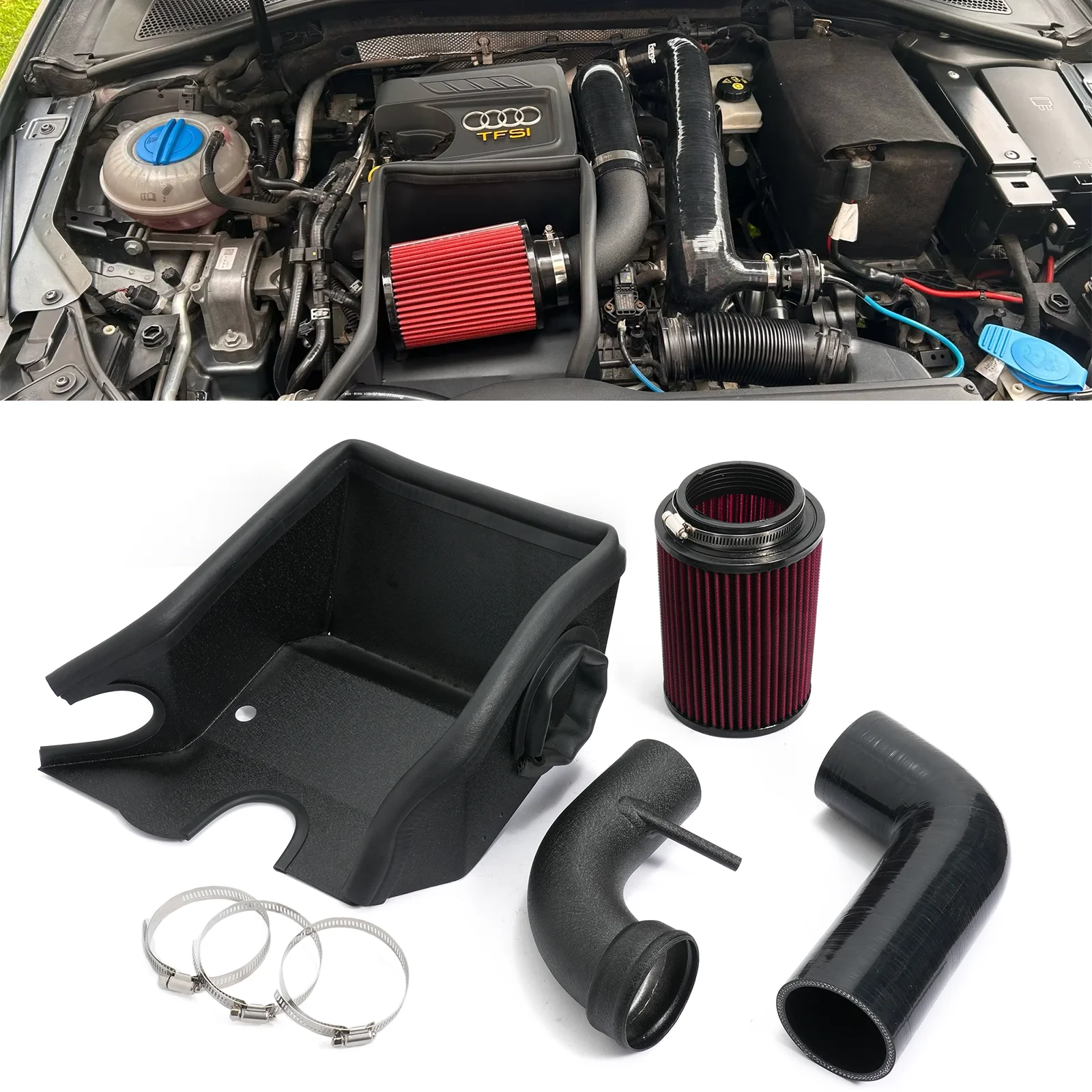 

For VW Golf MK7 1.4T TSI/TFSI EA211 Aluminum Air Intake Induction Pipe Kit w/ Heat Shield Filter