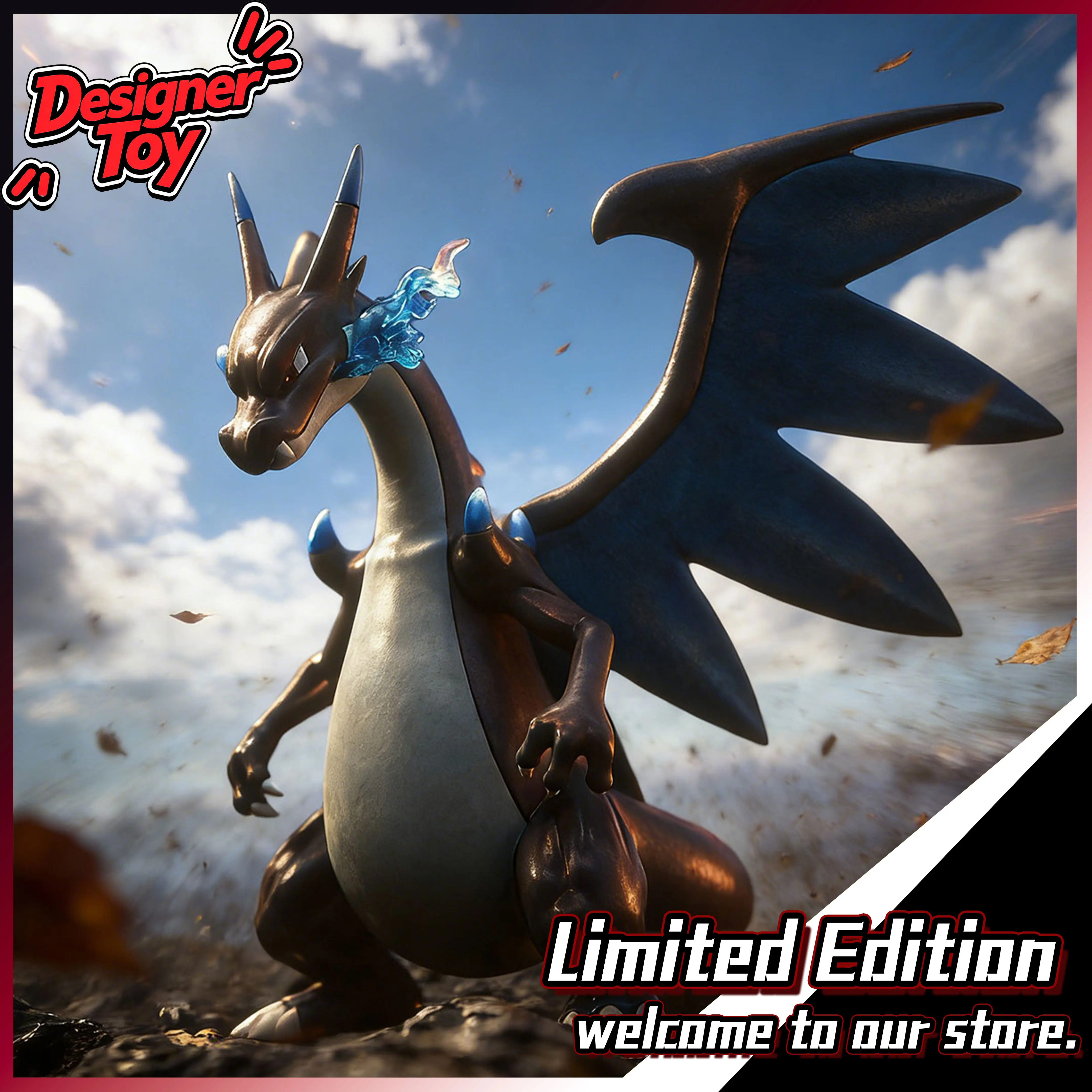Hanhan Studio Mega Charizard X Movie Anime Game Peripheral Figure, Desktop Ornament, Bestselling Toy Gift