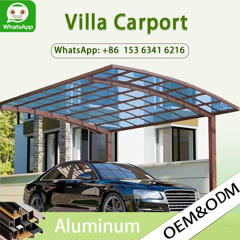 

Modern Portable Metal Carport Outdoor Polycarbonate Roof Aluminum Frame PVC Material Pressure Treated Garage Parking