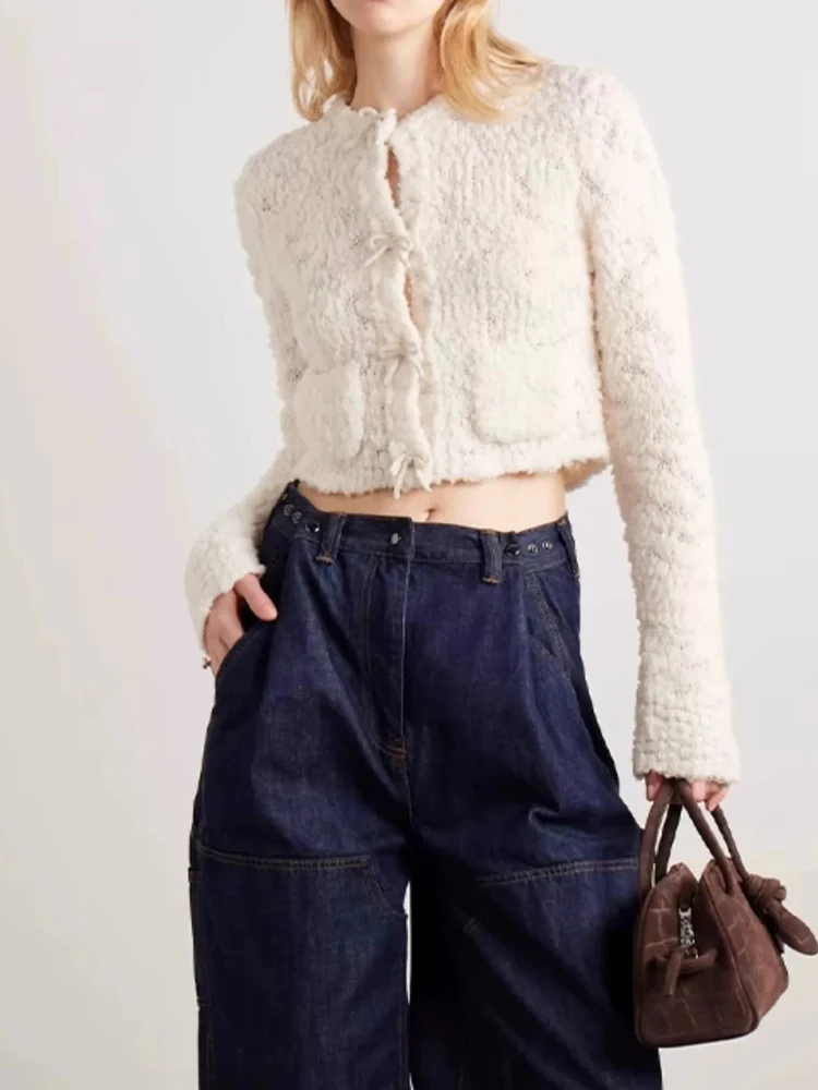 

Soft Wool Blend ort Knitted Cardigan Sweater Women's Sle Casual Knot Button up Open Front Cotton Wool Blend