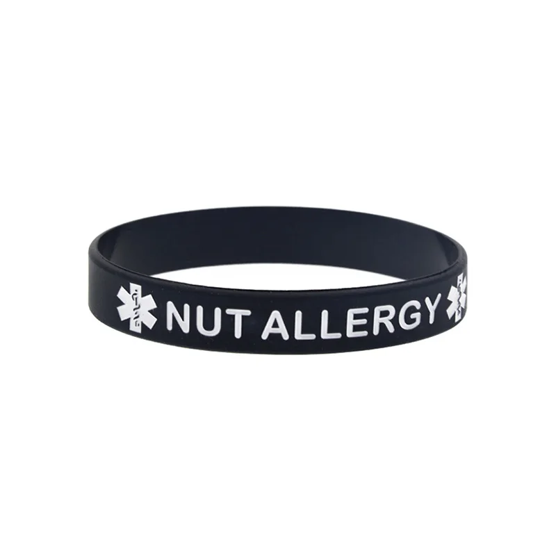 1PC/5PCS Nut Allergy Silicone Bracelet Daily First Aid Reminder Identification Hand Band