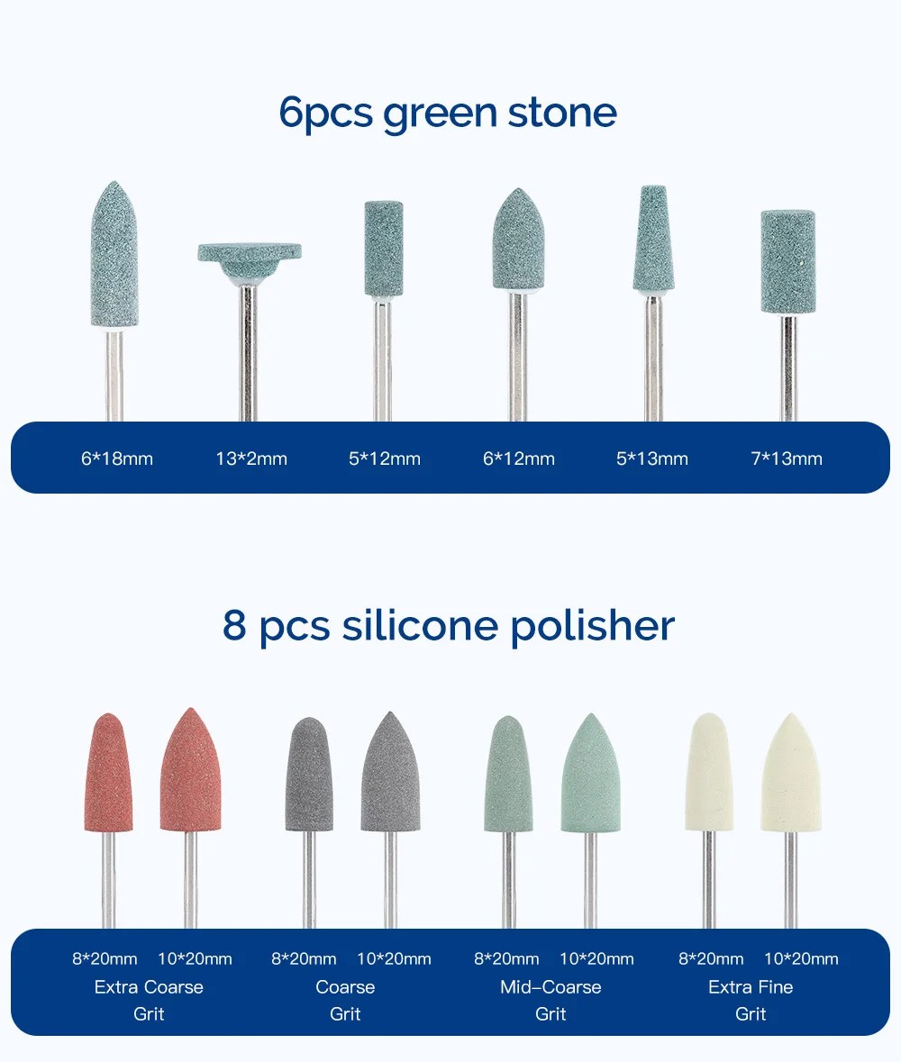 51-teiliges AZDENT Dental-Labor HP Polier-Set 2,35mm zum Schleifen von Keramik Porzellan Niedrigdrehzahl-Polierer Bürsten Fräser Scheiben für Zahnmedizin – Detail 6