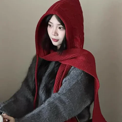 바라클라바 스카프 원피스 니트 모자, 한국 슬레, 다목적 방한 귀마개, 따뜻한 모자, 2024 가을 겨울 신상