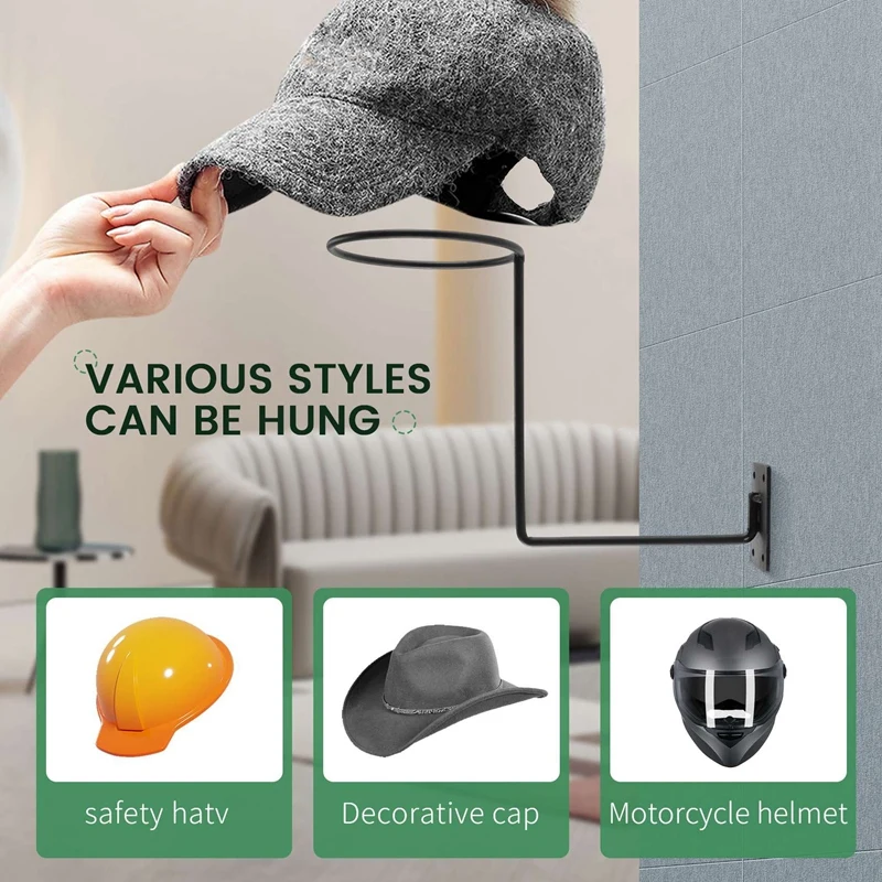 ABWR-5Pcs helm logam, helm pemegang helm rak gantungan dinding dipasang kait untuk mantel, topi, topi dll aksesoris sepeda motor ditingkatkan