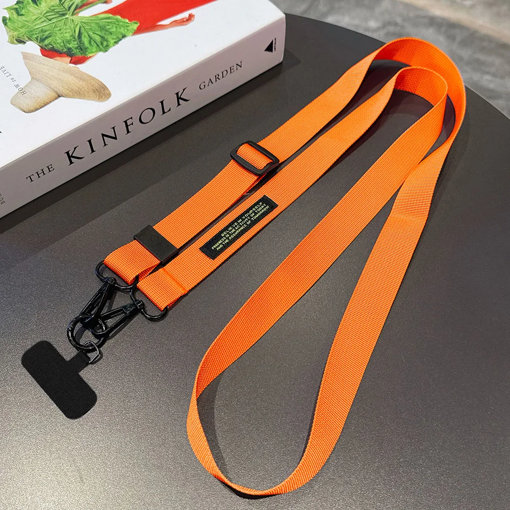 Simple Solid Color Phone Lanyard, Adjustable Cross Chain
