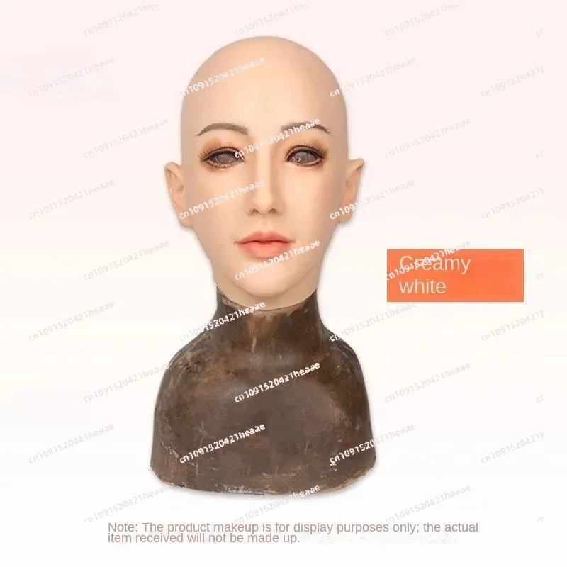 Suitable for real and fake girls' headwear, Halloween role-playing party costumes, accessories, bald women's full head silicone