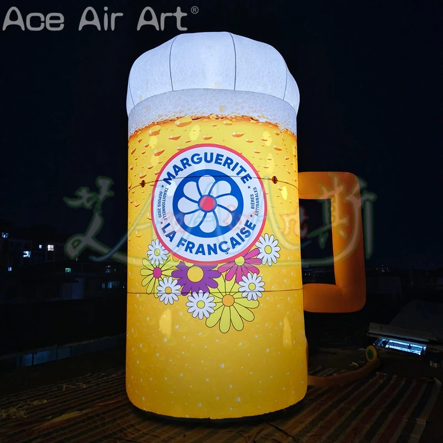 

Гигантская кружка на заказ объемом 5 мГц, надувное холодное пиво с пеной сверху, модель лагерного пива со светодиодной подсветкой для рекламы паба/пиваницы