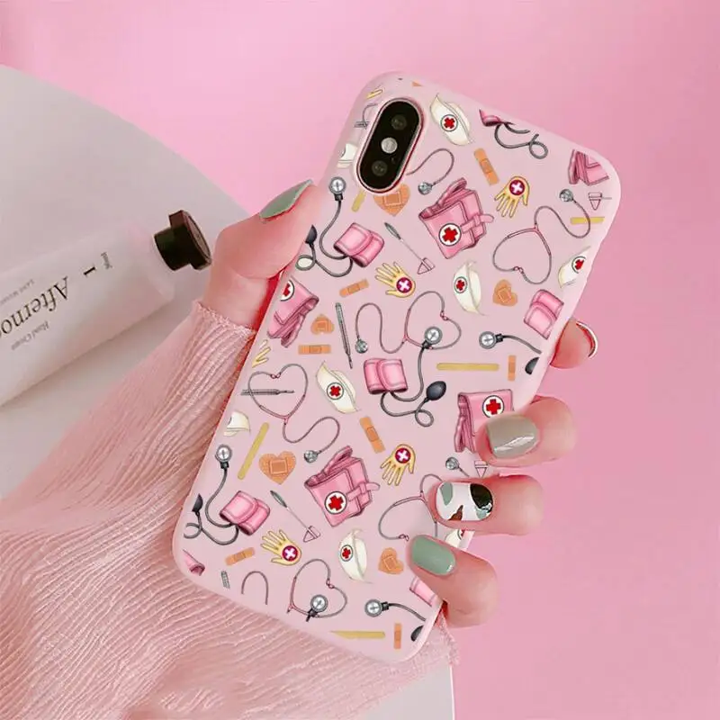 كارتون الطب طبيب وممرضة قضية الهاتف ، غطاء مقاوم للصدمات آيفون 15 ، 14 ، 13 ، 11 ، 12 برو ماكس ، ميني ، X ، XS ، XR ، SE ، 7 ، 8 Plus