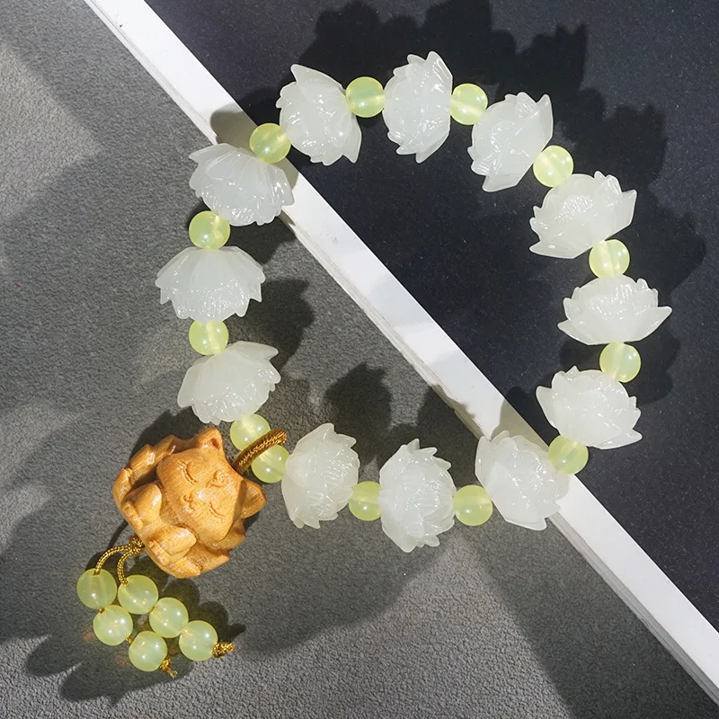 

Светящийся камень Лотос DIY Браслет Золотой сандал Девятихвостая подвеска в виде лисы Буддийские четки Ювелирные изделия