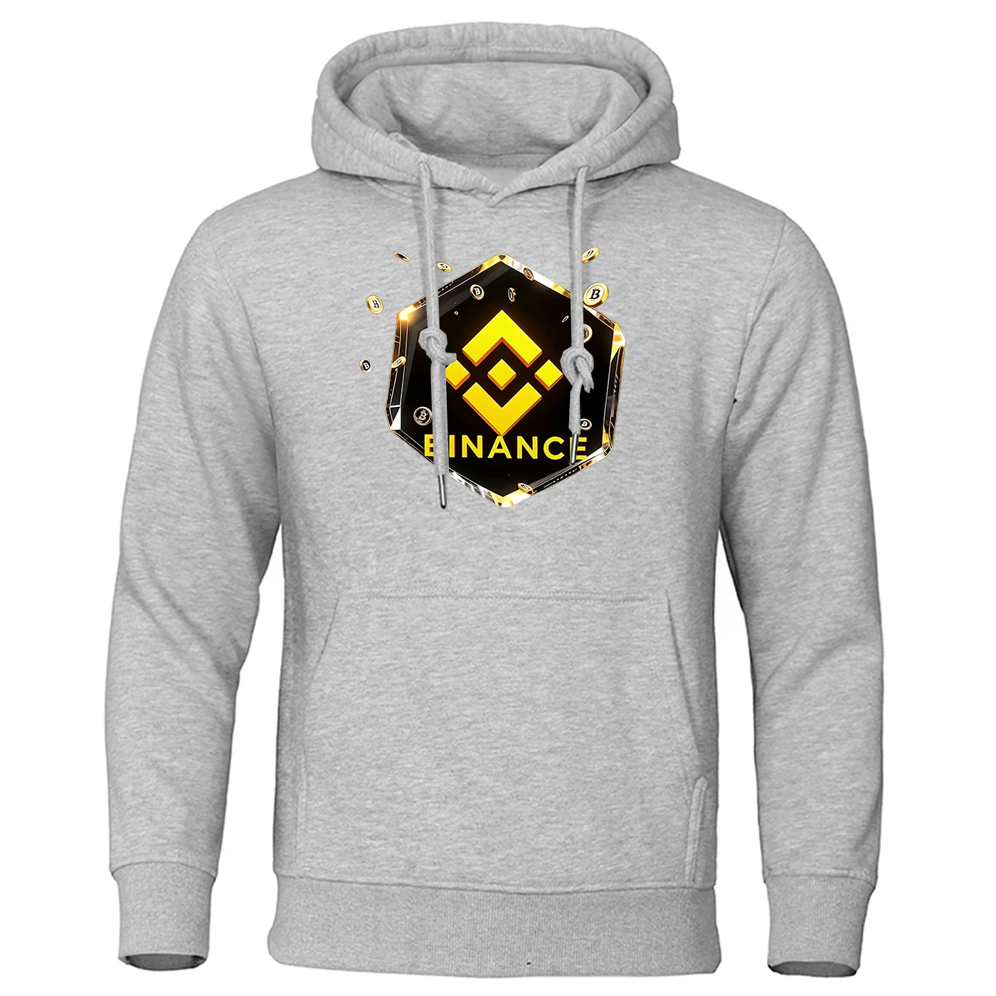 2026 Men's Spring Autumn Binance Crypto Logo Print Solid Color Leisure Bright Colors Eye-catching Pullover Drawstring Hoodies