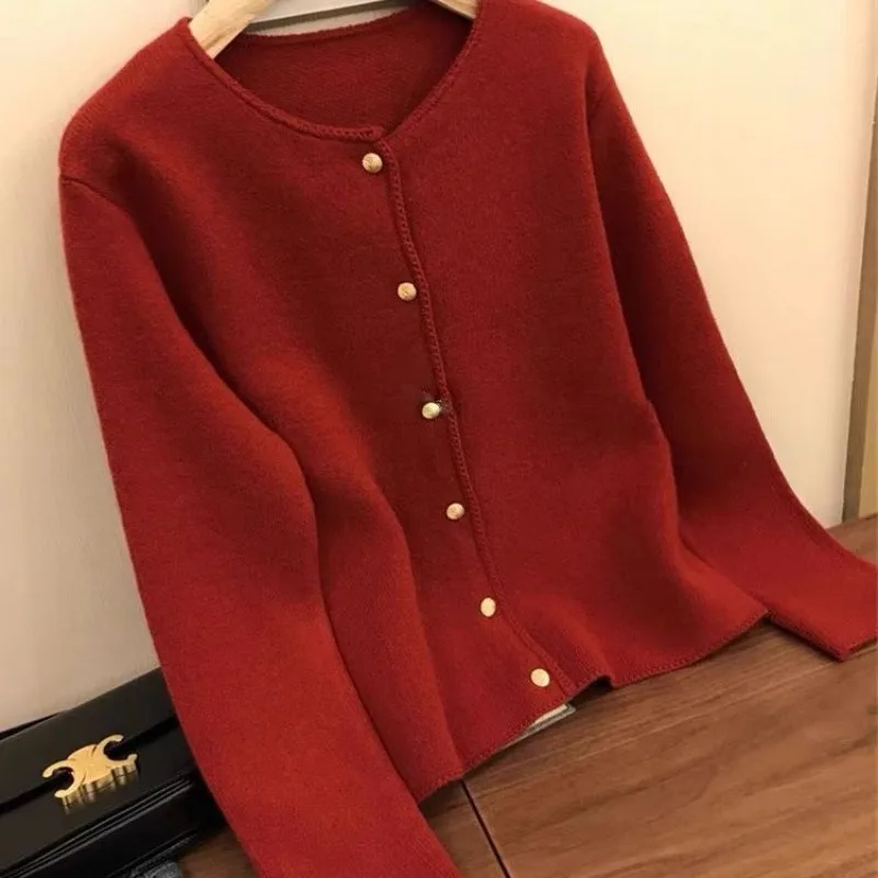 Knitted Cardigan Women Loose Vintage Coat Soft Autumn Winter Classic Ulzzang Temper Cozy Sweater O-neck Mujer Кардиган Женский