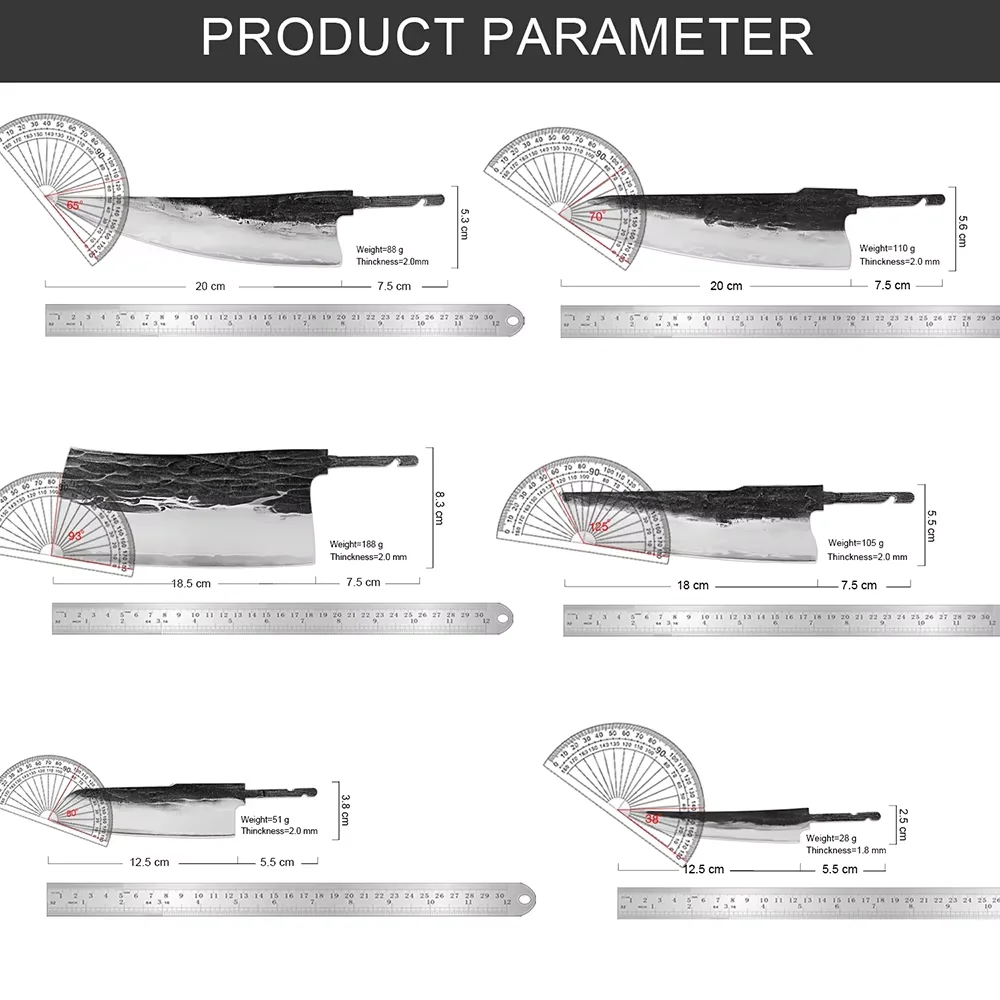 XITUO Kitchen Knives Blades Blank Set 1-6pcs Triple-layer Composite Steel 9CR18, Hand Forged Chef Knife Making DIY Knives Blades