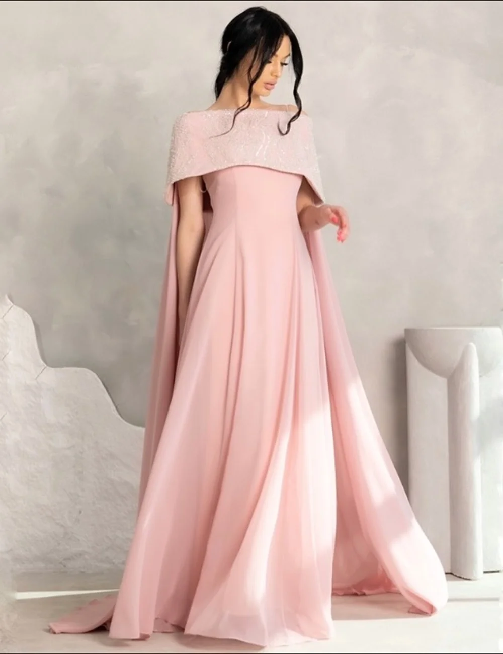

Customized Fashion Pleat Sequined A-line Off-the-shoulder Long Dresses Bespoke Occasion Dresses Exquisite