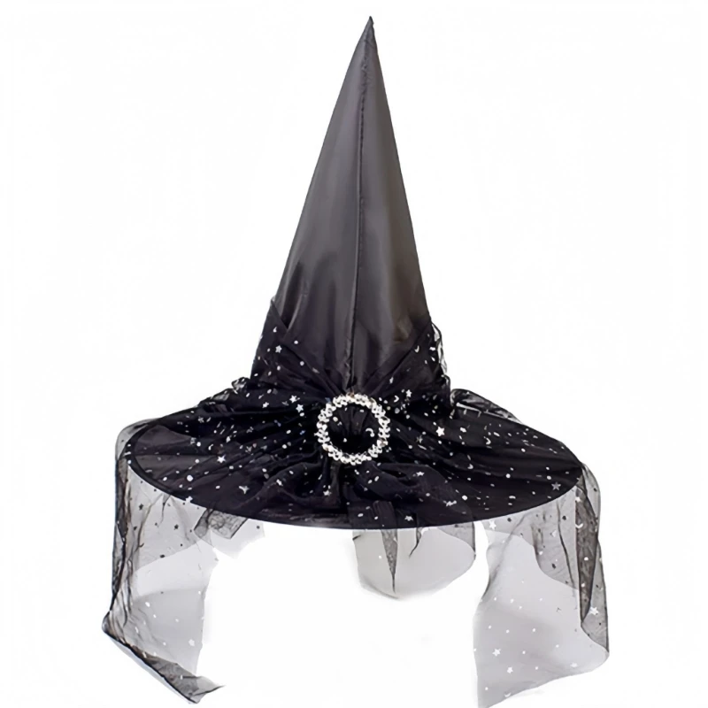 Reusable Foldable Wizard Costume Hat Elastic Band Breathable Design Halloween Party Cosplay Accessory For Multiple Ages