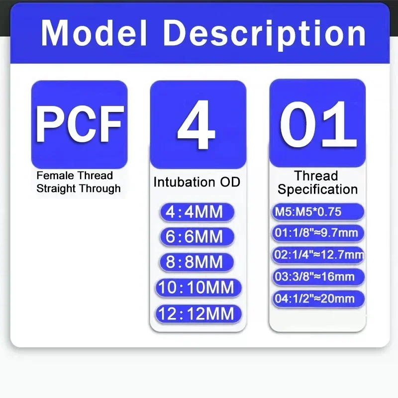 High Quality PCF Type Air Hose Rapidities Pipe Quick Release Brass Pneumatic Fitting 1/4 M5 Pneumatic Connector