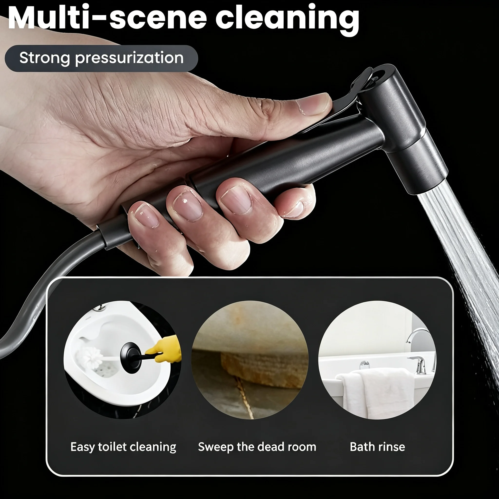 1Set Bidet Hand Held High Pressure Toilet Spray With Dual Mode Nozzle Is Very Suitable For Bathroom Cleaning And Toilet Flushing