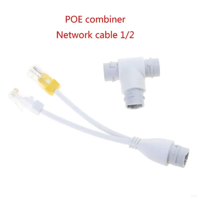 Two-in-One POE Splitter Networks Cable Connector for Security Camera Installation  Three-way RJ45 Connector Accessories