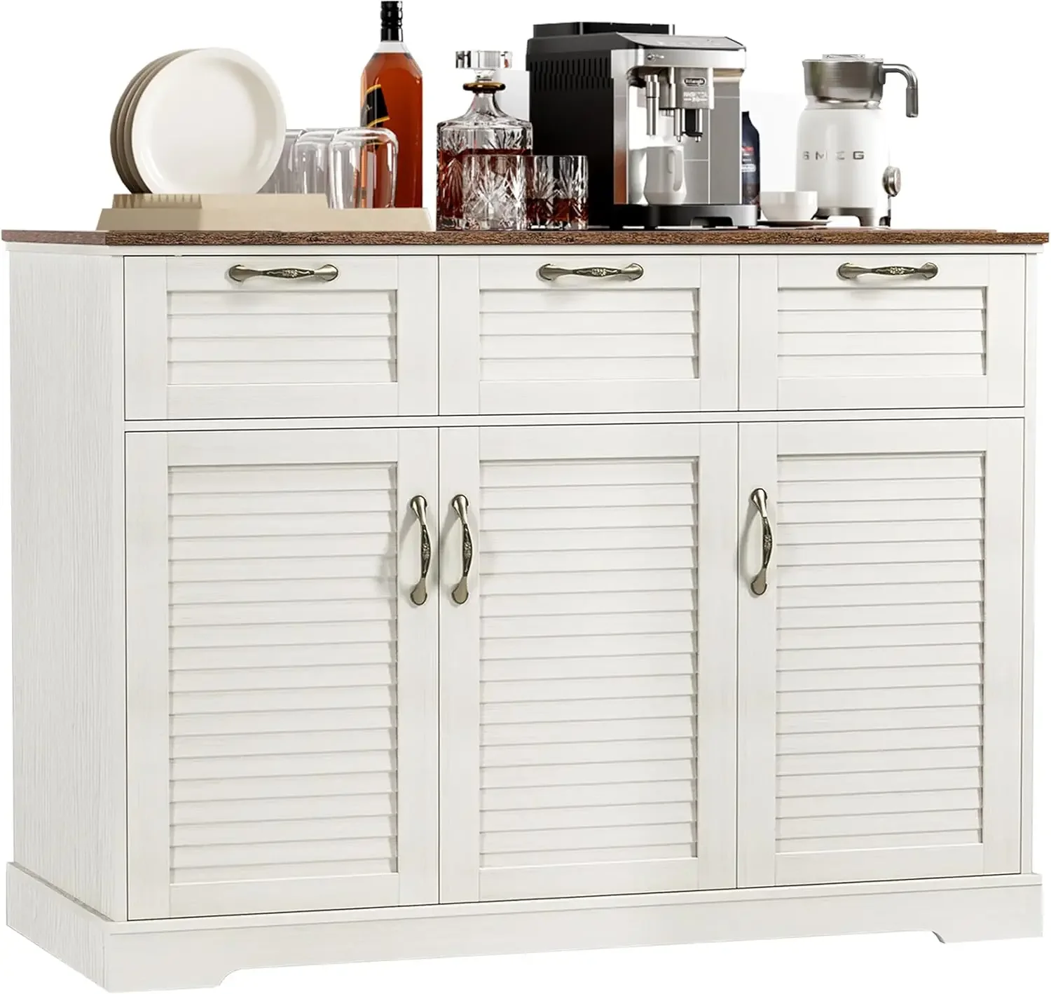 Küchen Side board Buffets chrank mit Stauraum, 15.7 "d x 53.5" w x 35.1 "h, Buffet Server Bar mit 3 Rollt üren und 3 Schubladen,