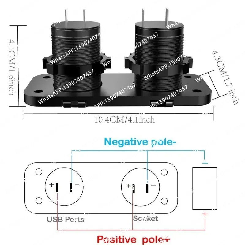 Cross-border refitted automobile, motorcycle and boat car charging double-hole combination QC3.0 car charger fast charging
