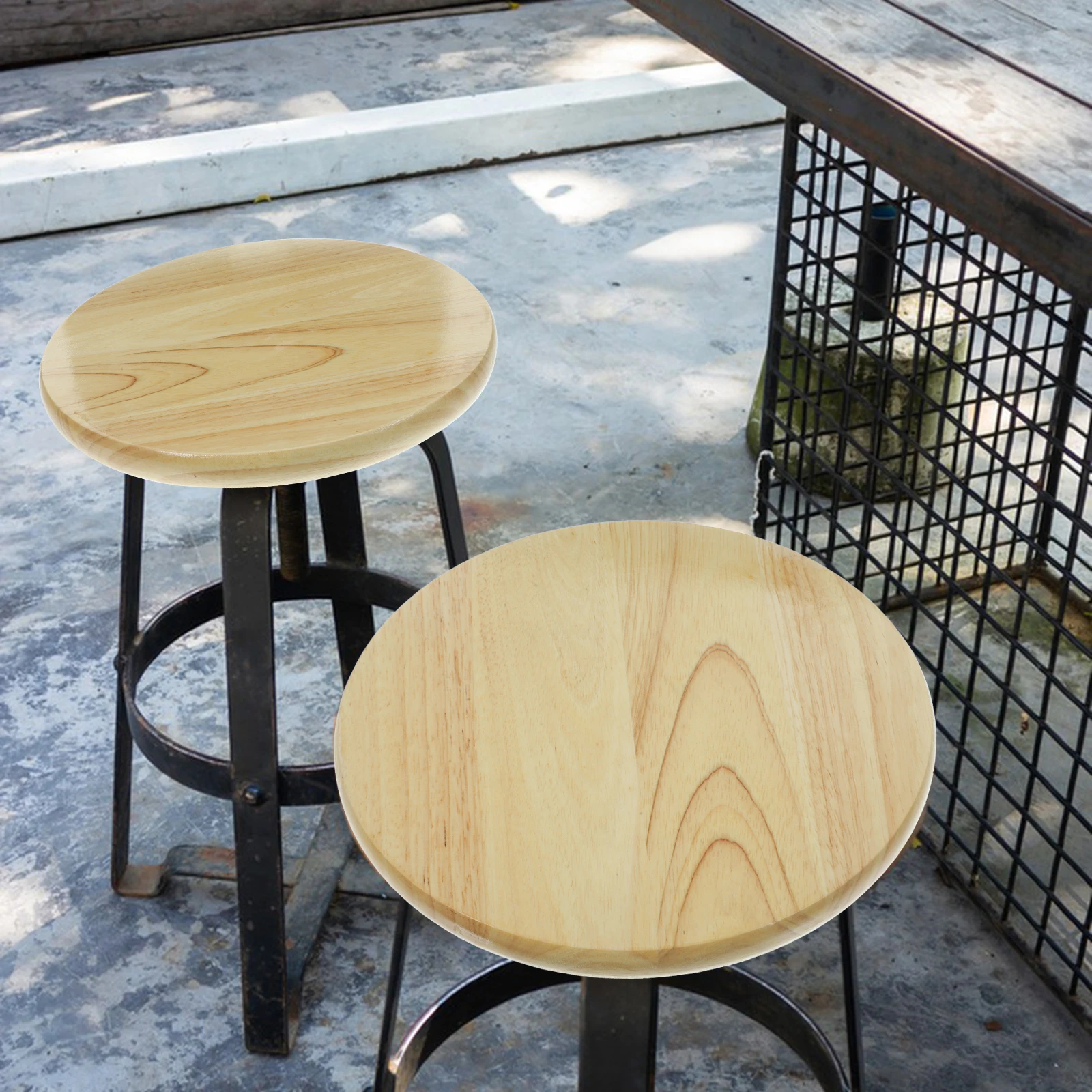 

Round Replacement Wooden Solid Wood Surface Natural Texture Home Bar Restaurant Office Use Canteen Supply Stool Wooden