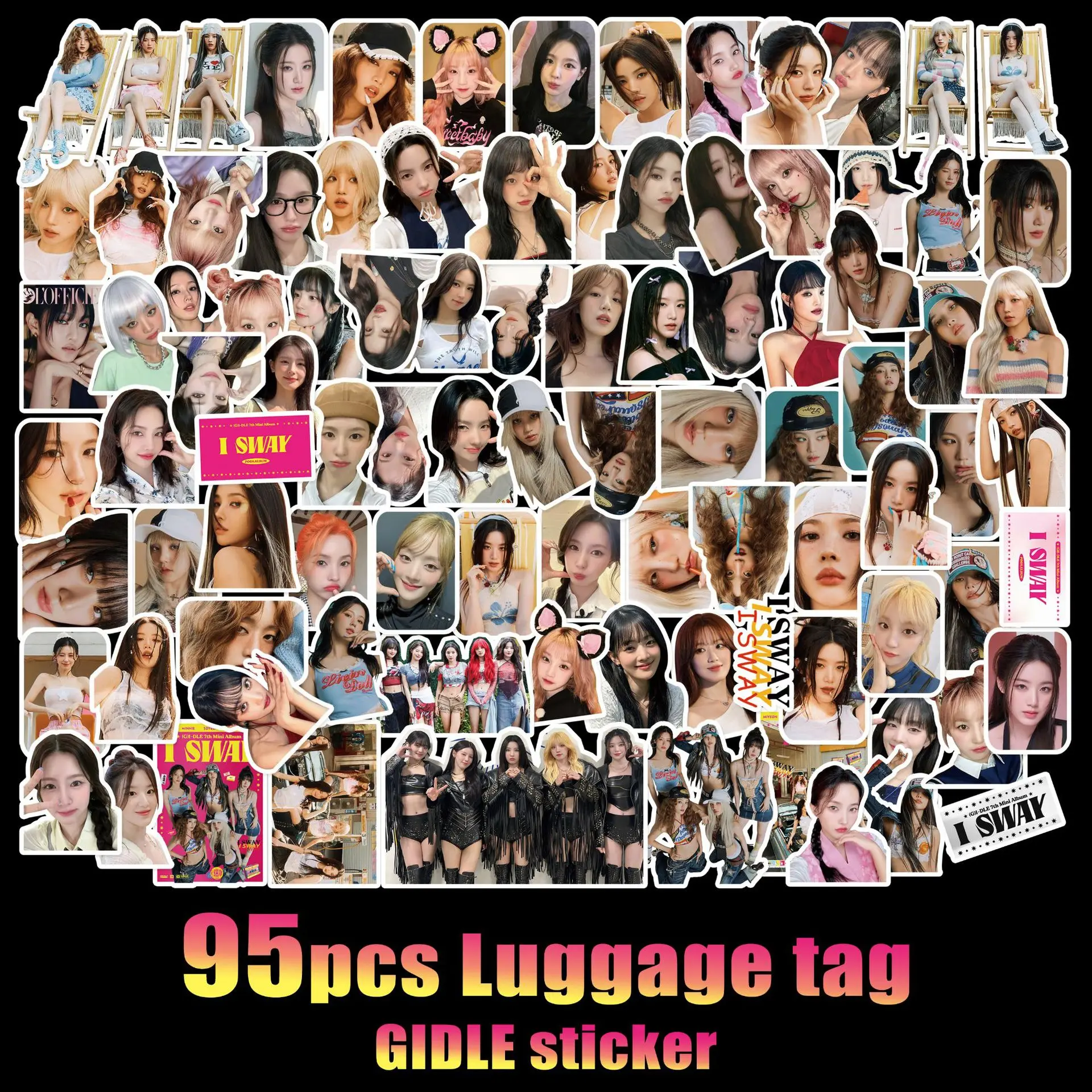 

95pcs Kpop GIDLE Album I SWAY Sticker Self-adhesive Sticker Cup Luggage Notebook Graffiti Sticker YuQi Minnie Fans Collection