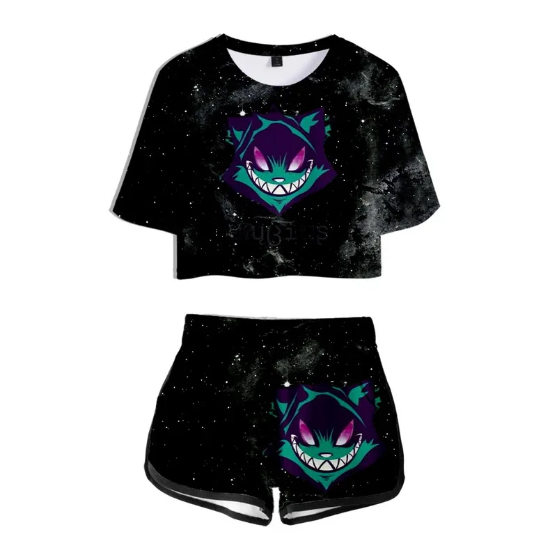 dd12Rubius Merch Conjunto de 2 trajes con estampado 3D para mujer, chándal corto, top y pantalones cortos de dos piezas, chándales para mujer
