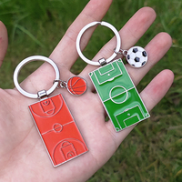 Creative Football Field Keychain Metal Soccers Basketball Pendents Team Fans Sports Souvenir Gifts Man Car Key Holder Accessory