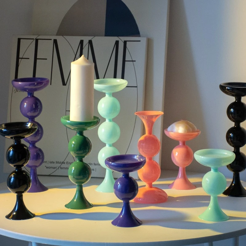 Dopamine Color Bubble Candlestick Vase Reversible 2in1 Candlestick Decor Retro Modern Minimalist Home Decor for Tabletop Wedding