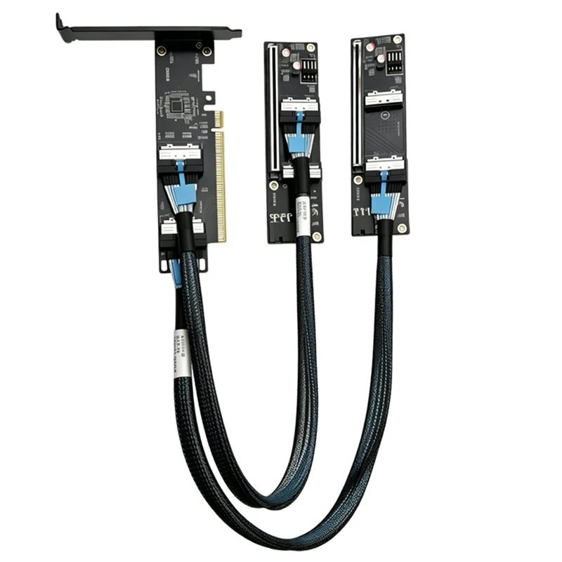 2 Port MCIO 5.0 To PCI-E 5.0 X16 Adapter Card With MCIO Cable For Graphics Card Server