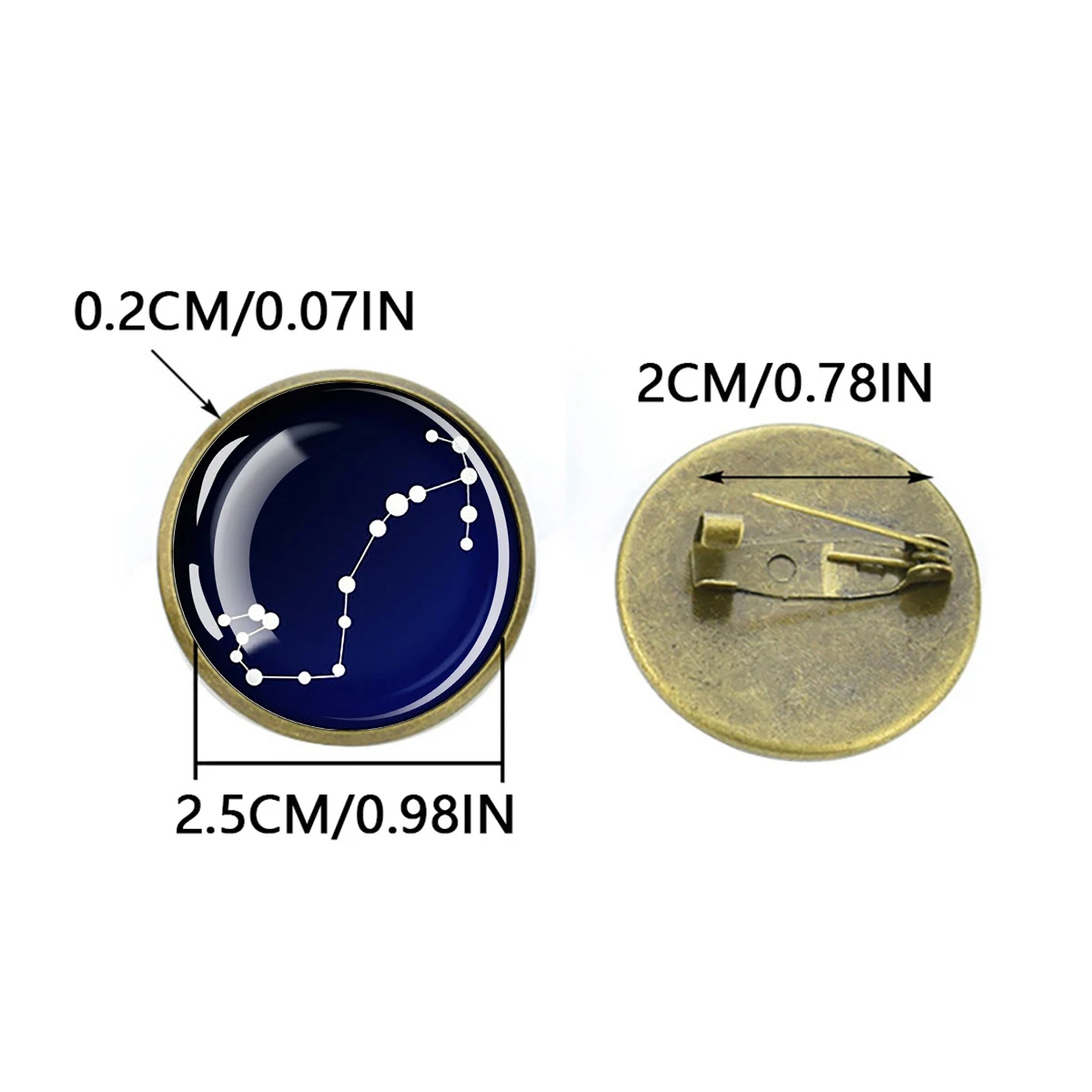 1PC Astronomical Themed Constellation Pattern Brooch, Dome Glass Inlaid Circular Brooch, Metal Brooch, Exquisite Jewelry Gift