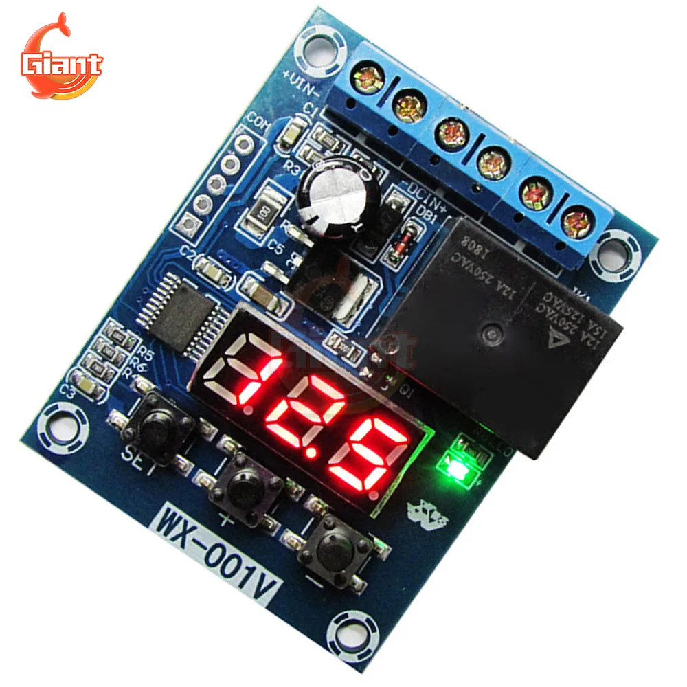 DC12V Digital Relay Voltage Control Board Module LED Voltmeter Tester Module Relay Switch Charge And Discharge Detection Module