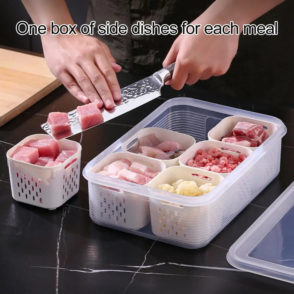 Compact Snack Organizer Bpa Free Food Storage Box with Lid 6-compartment Divided Snack Serving Tray Portable Snack for On-the-go
