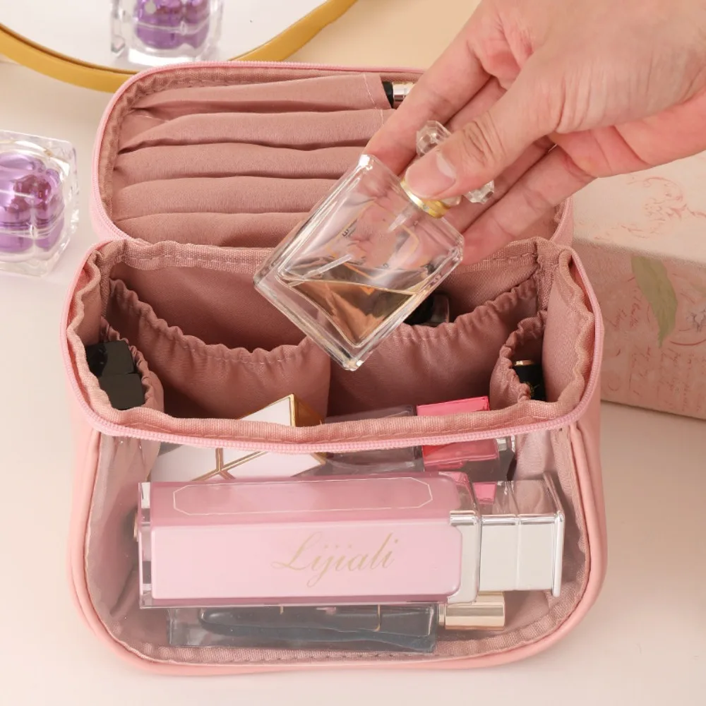 Storage Clear Makeup Bag Lightweight Handle Cosmetic Container Portable Water-resistant Portable Toiletry Bag Business Trips