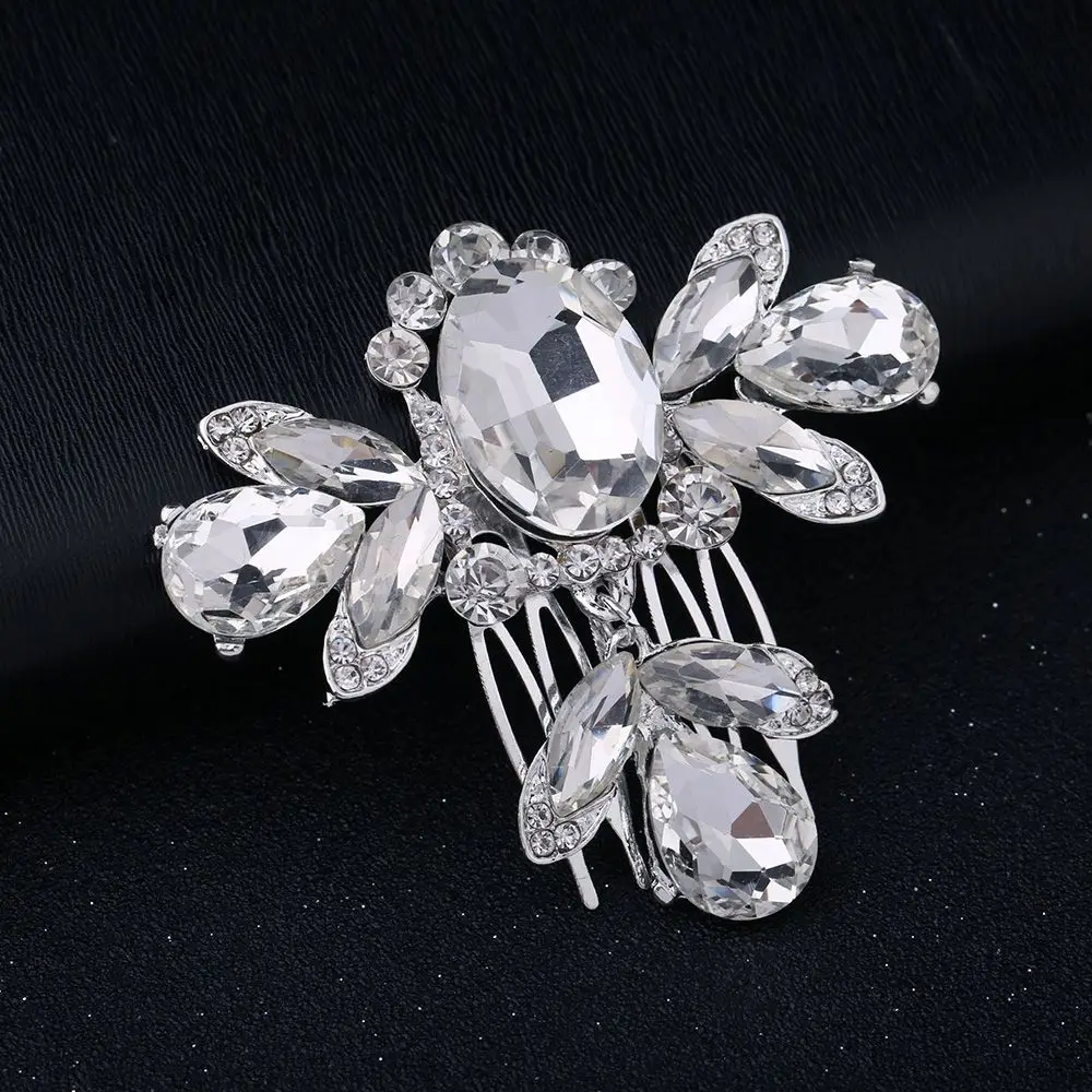 

Brides Floral Bridal Women Hair Ornaments Flower Diamond Hairpin Pearl Hair Comb Hairclip Fashion Jewelry