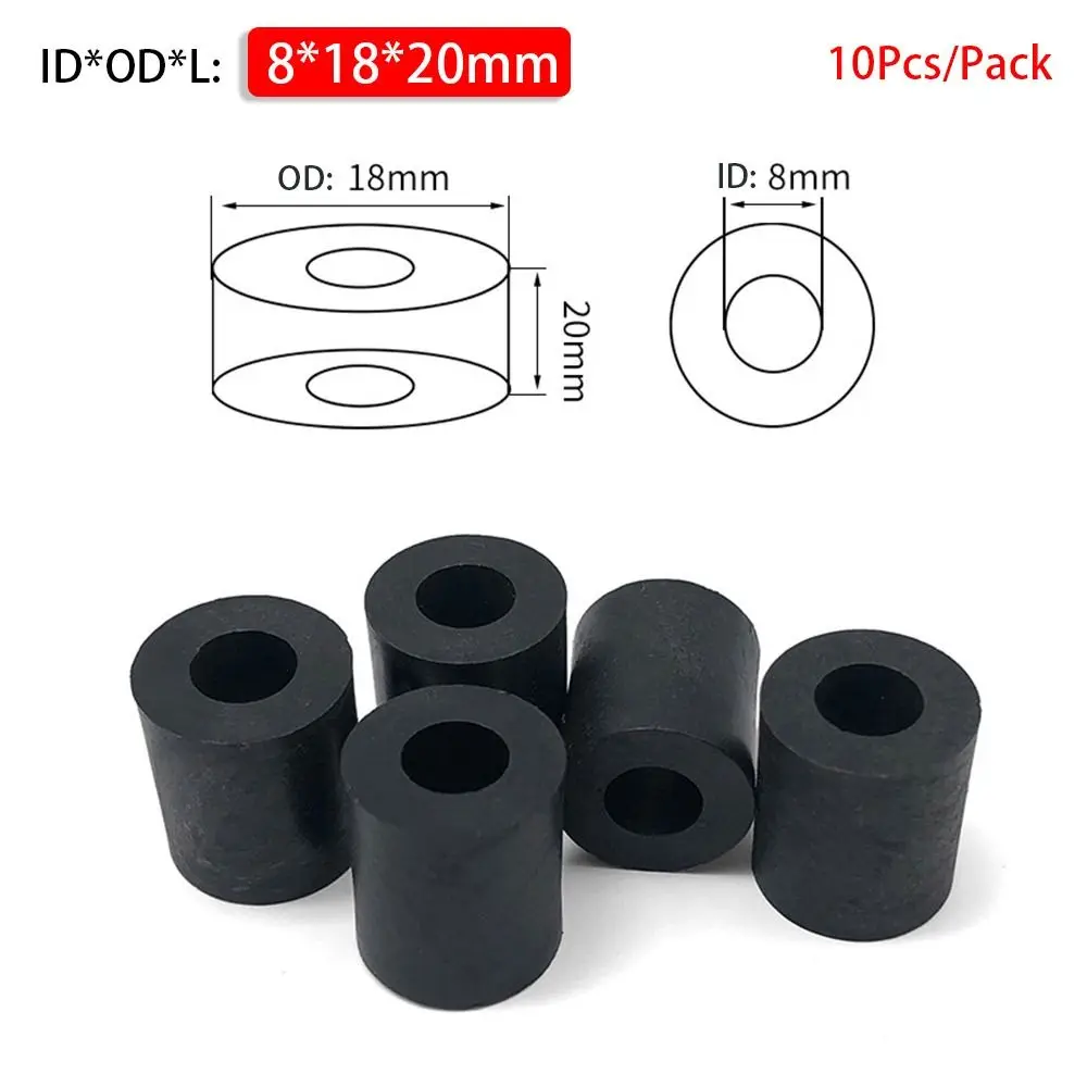 10 Stück/Packung Neue Gewindelose ABS-Abstandshalter für Leiterplatten, M3-M10 Hohlstützen, Schwarze Runde Nylon-Unterlegscheiben