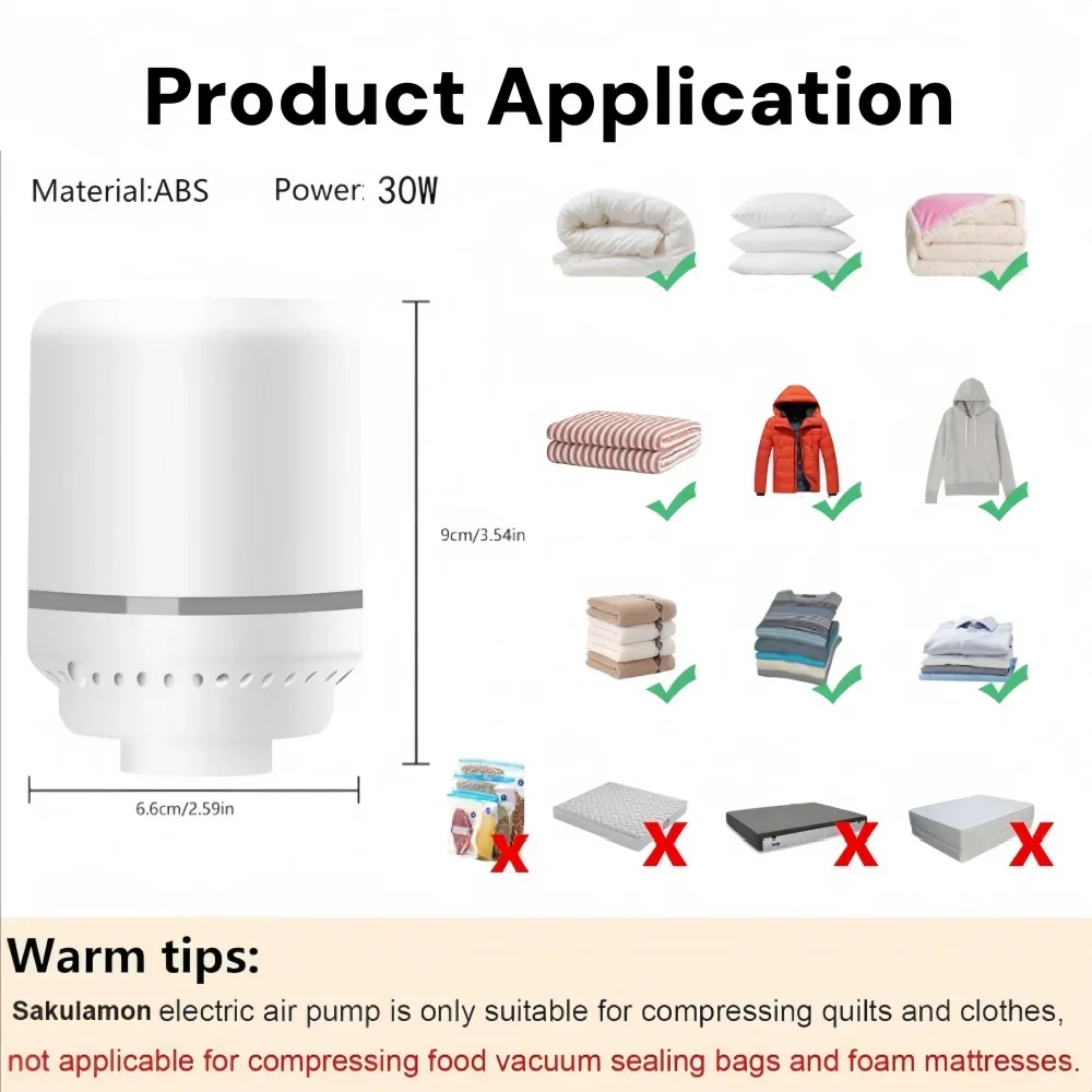 Portable  Electric Air Pump Vacuum Pump Bags Clothes  EU, USA, UK Plug, for Clothes Storage Bags Labor-saving Compression Tool
