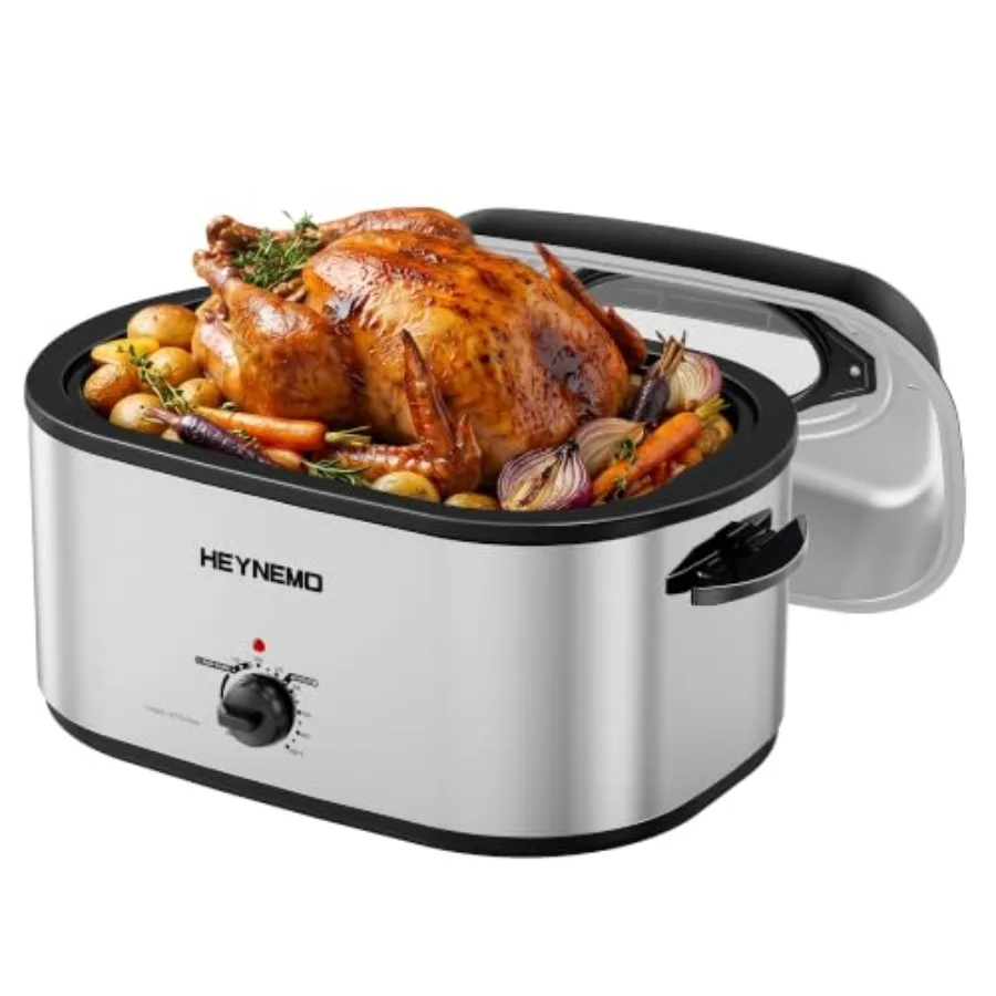 Roaster Oven, Turkey Roaster Oven with Self-Basting Lid, 1450W Electric Roaster Pan with Cool-Touch Handles, Stainless Steel wi