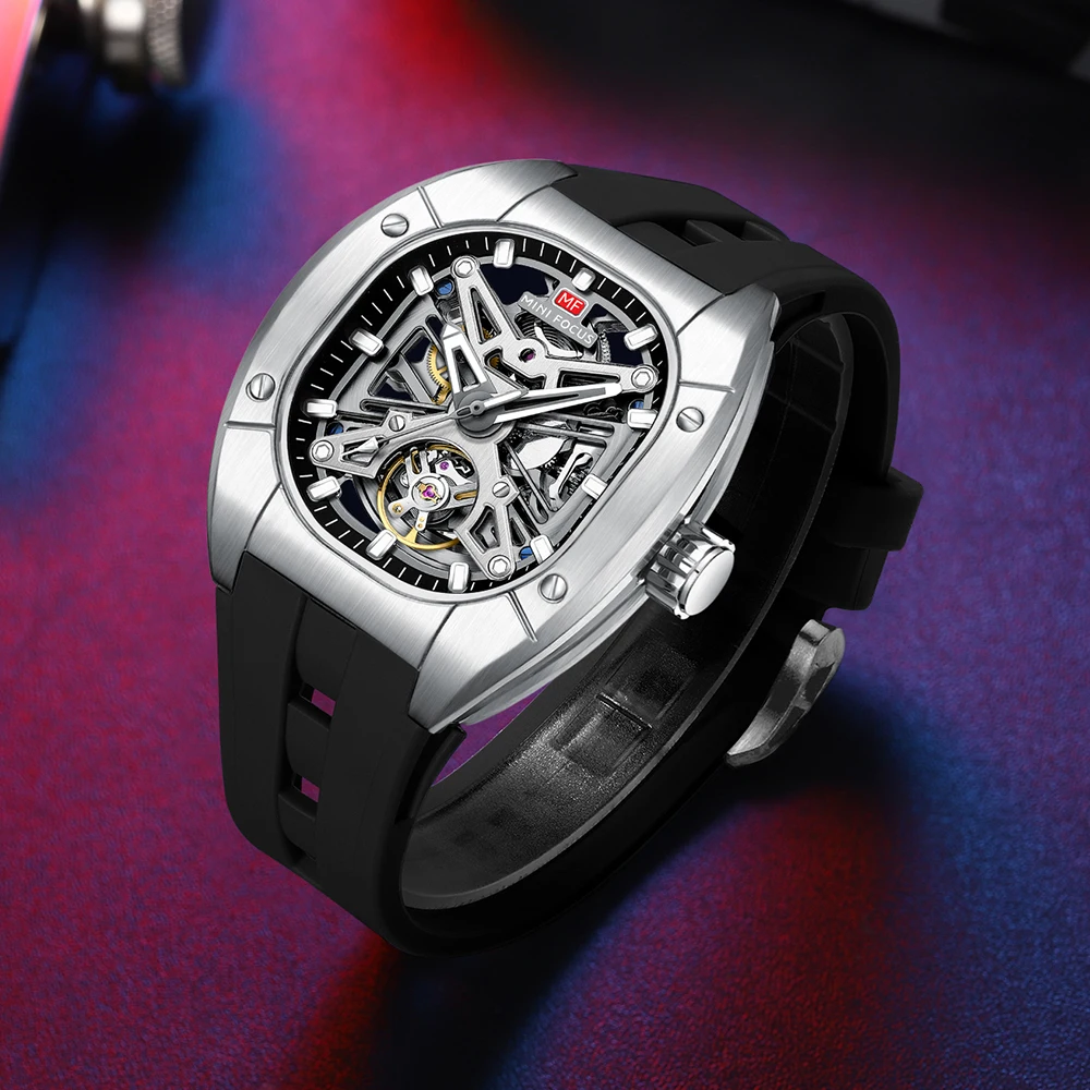 MINI FOCUS Fashion Mechanical Watch for Men Tourbillon Skeleton Automatic Mens Watches Top Brand Luxury Wristwatches New 0618G