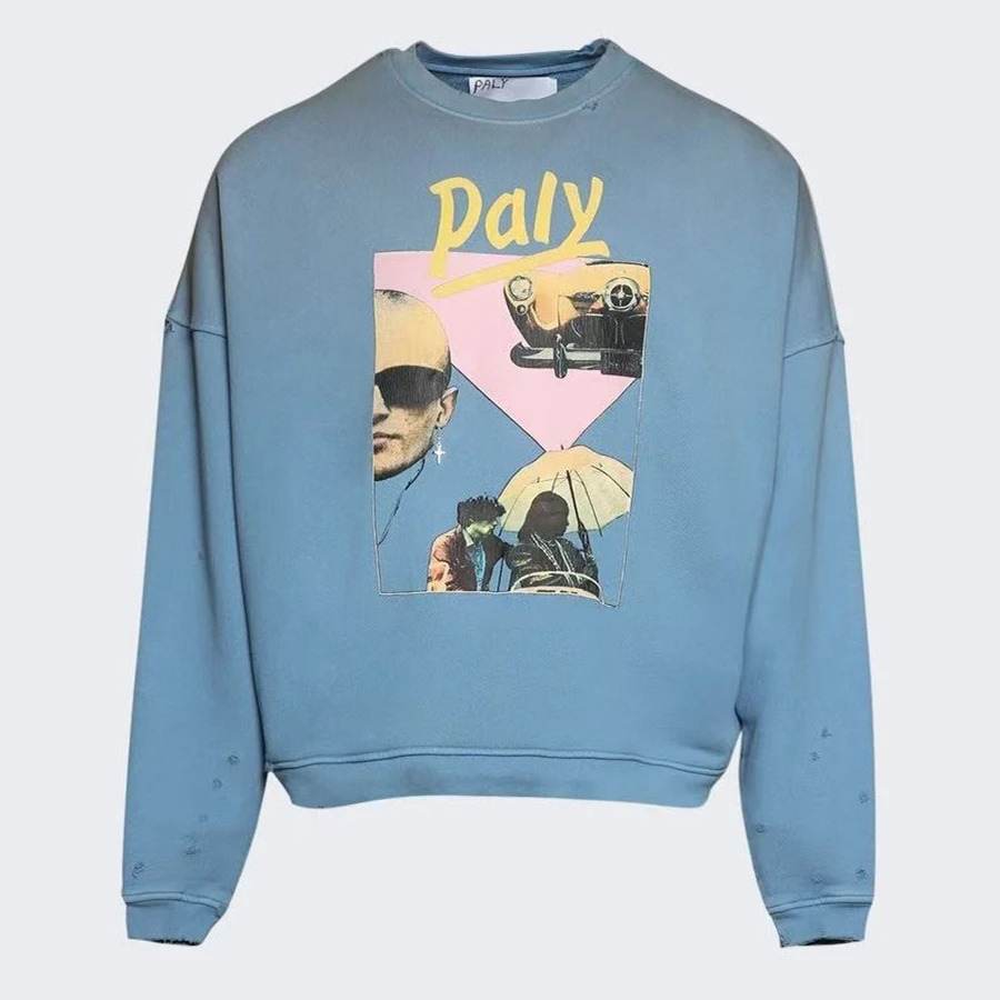 Washed Blue Paly SS26 STILL LIFE CREWNECK Men Women Best Quality Heavy Fabric Hoodie