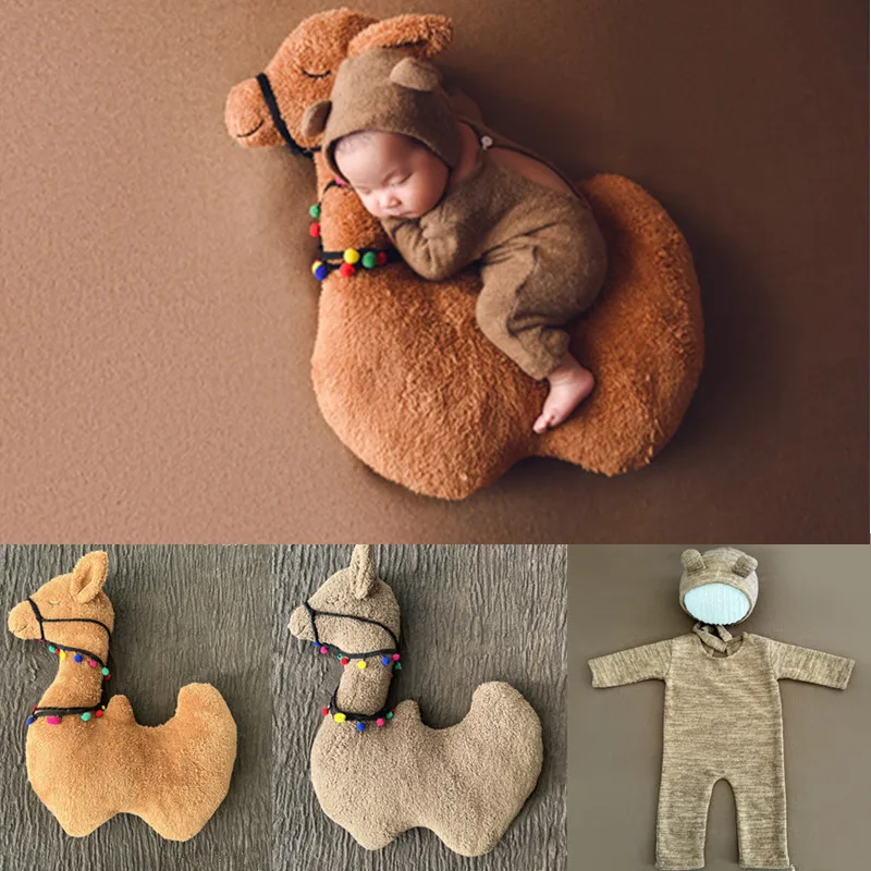 Vêtements de photographie en peluche chameau pour nouveau-né, accessoires de photographie pour bébé garçon, vêtements de prise de vue pour bébé,