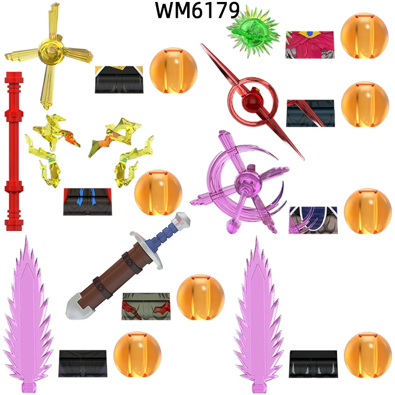 The Weapons Pants Hair Parts Action Figures Stick Knife Model Blocks MOC Bricks Set Gifts Toys WM6179