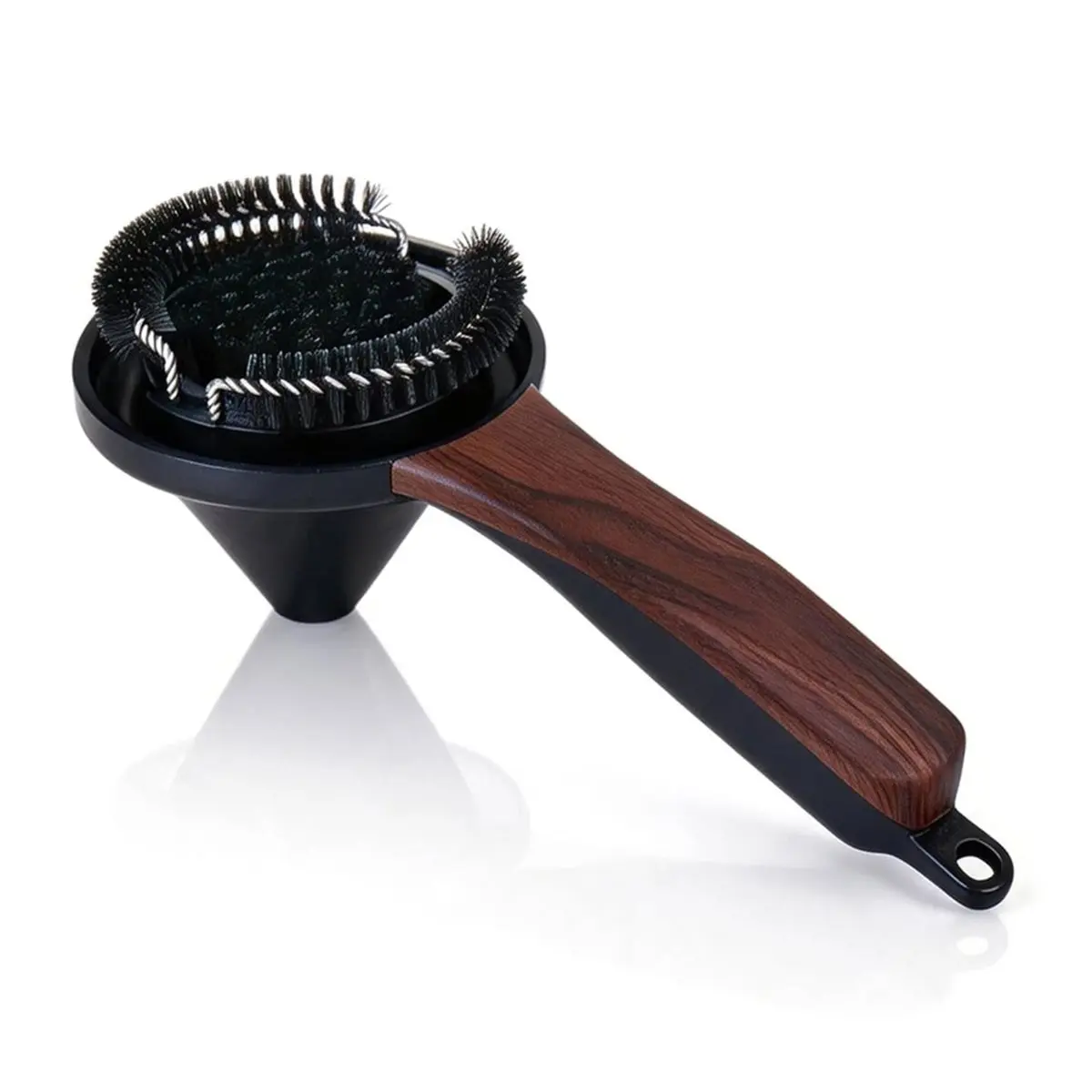 Espresso Machine Cleaning Brush for 51mm Group Head with Water Funnel 360° Nylon Curved Bristles